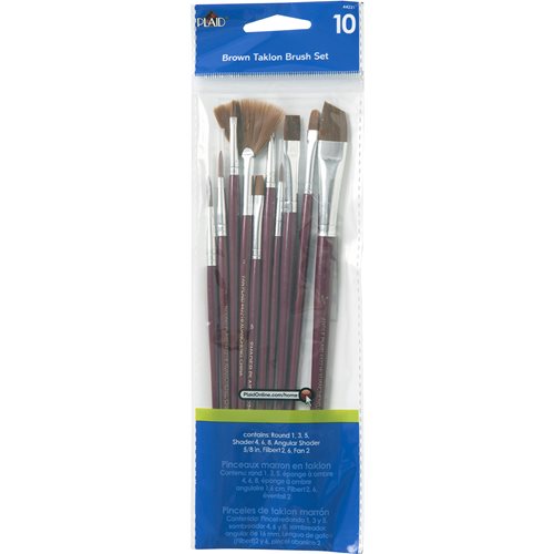 Plaid ® Brush Sets - Wood Brush Set, Brown Nylon - 44221