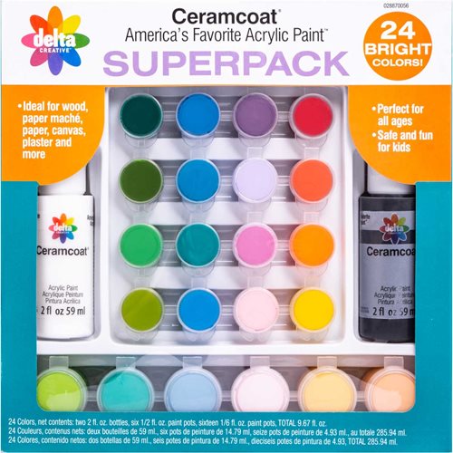 Delta Ceramcoat ® Paint Superpack Set - Brights, 24 Colors - 028870056
