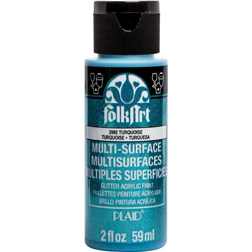FolkArt ® Multi-Surface Glitter Acrylic Paints - Turquoise, 2 oz. - 2992