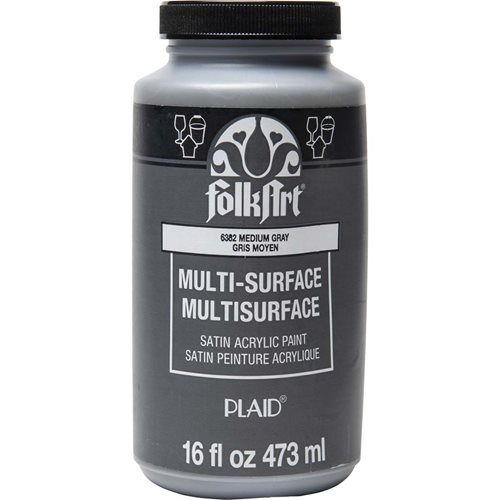 FolkArt ® Multi-Surface Satin Acrylic Paints - Medium Gray, 16 oz. - 6382