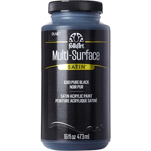 FolkArt ® Multi-Surface Satin Acrylic Paints - Pure Black, 16 oz. - 6383
