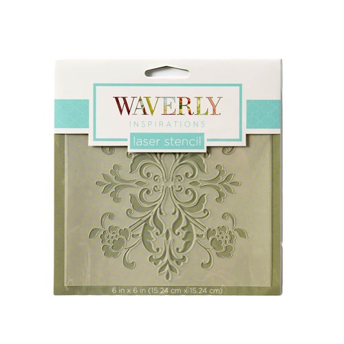 Waverly ® Inspirations Laser Stencils - Accent - Damask Floral, 6" x 6" - 60529E